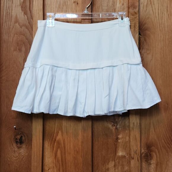 Lulus Truly Flirtatious Linen Pleated High-Rise Mini Skirt, Small, Ivory - Picture 1 of 10